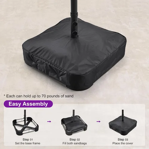 Vista 68 de PURPLE LEAF - Sombrilla de mercado de patio de 13 pies con base rectangular doble cara, sombrilla de mesa para exteriores con manivela, 12 varillas