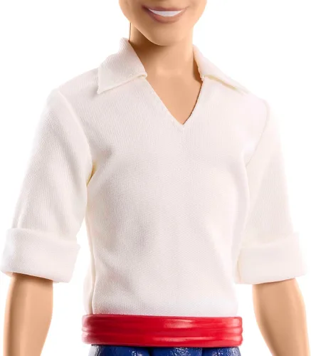 Vista 4 de Mattel Disney Princess Toys, Prince Eric Posable Muñeca de moda con traje exclusivo, inspirado en la película de La Sirenita