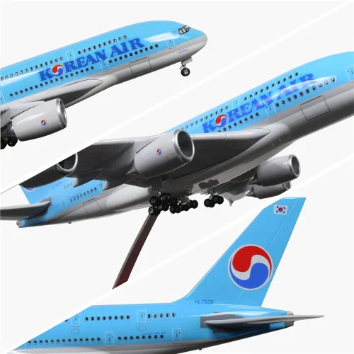 Vista 6 de 24-Hours 18" 1:160 modelo de avión Corea Airbus 380 modelo avión con luz LED (toque o control de sonido) para decoración o regalo