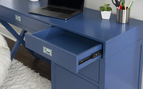 Vista 13 de Linon Sadie - Escritorio de almacenamiento lateral clásico moderno azul marino