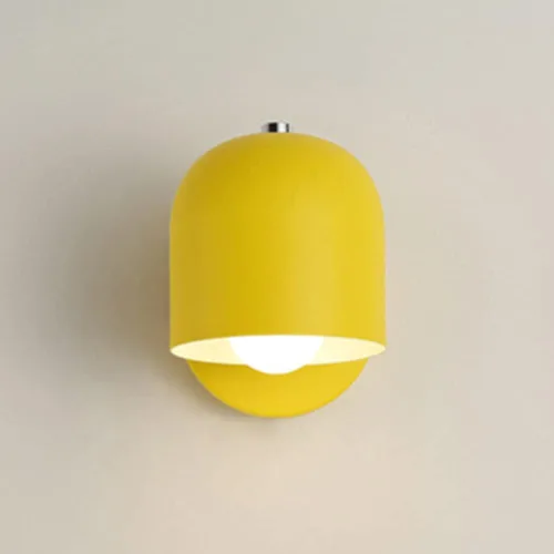 Vista 5 de LITFAD Lámpara de pared de cúpula moderna simplicidad macarrón de metal macarrón iluminación de pared LED para mesita de noche, sala de estar, Gris