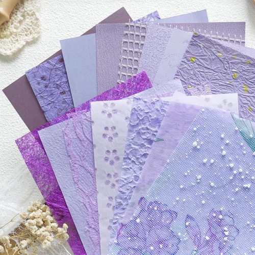 Vista 17 de Aromoty 20 piezas de papel artesanal para álbum de recortes, papel texturizado para manualidades, papel Morandi A5 en malla, tela de morera, mezcla
