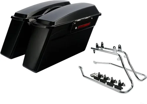 Vista 10 de XFMT Alforjas duras negras mate para baúl con soportes de conversión negros para Harley Softail Heritage Classic Deluxe 1984-2017