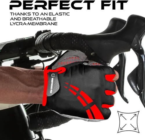Vista 3 de WESTWOOD FOX Guantes de ciclismo para hombres y mujeres, medio dedo, unisex, acolchados, antideslizantes, guantes de bicicleta de montaña