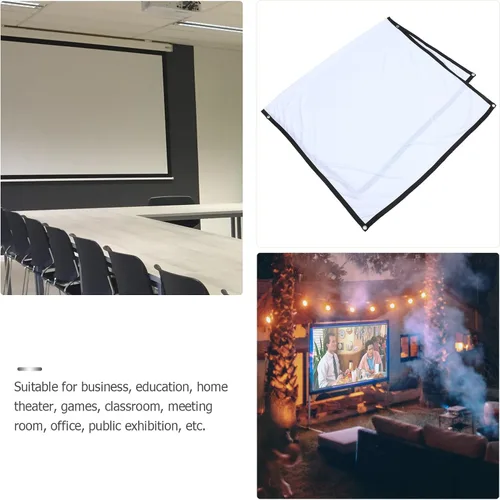 Vista 2 de BESPORTBLE Pantalla de proyector con tela de poliéster y ganchos para colgar, pantalla de proyección portátil de oficina y fiesta para cine en casa