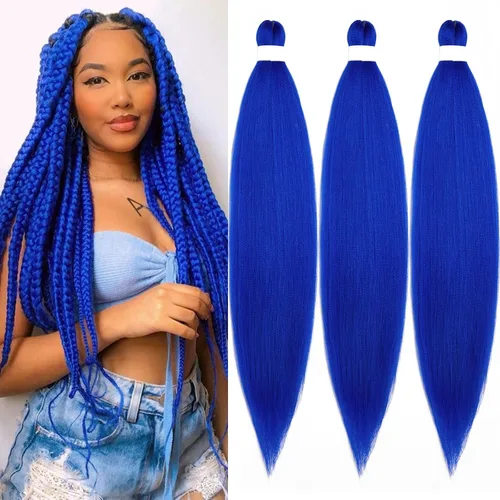 Vista 69 de Pelo trenzado corto 1B negro preestirado Extensiones de pelo trenzado para niños para trenzas de caja sin nudos, pelo trenzado preestirado de 16