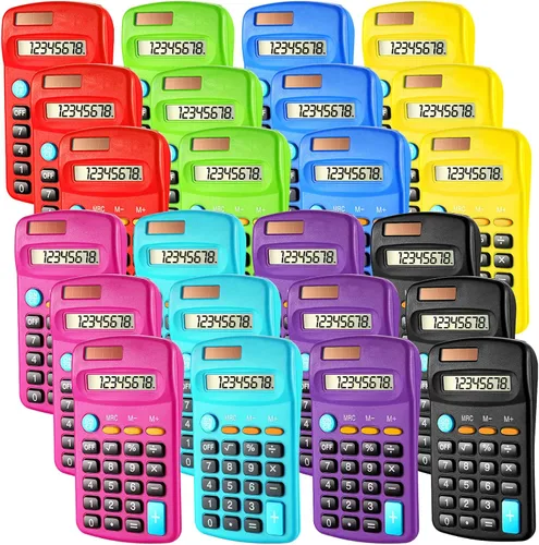 Vista 6 de Kanayu 24 calculadoras básicas de bolsillo, doble alimentación, 8 dígitos, color fresco Display Desktop Calculator, for Desktop Office Back to