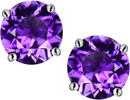 Vista 6 de Star K Sterling Silver Round 7mm Simulated Yellow Sapphire Earrings Studs Ópalo creado