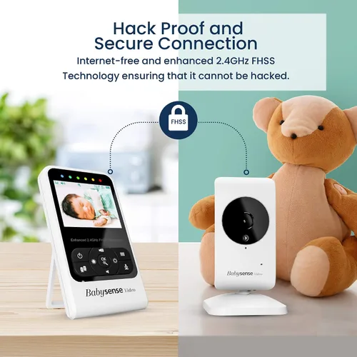 Vista 2 de Babysense - Monitor de video para bebé con cámara digital, monitor sin interferencias con visión nocturna por infrarrojos, comunicación de dos vías