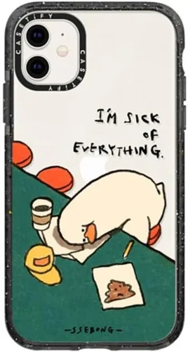 Vista 42 de Funda Impact de CASETiFY para iPhone 11 - Tiempo A Solas de Esther Kim - Negro Claro