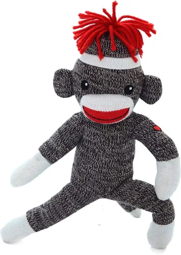 Vista 9 de Plushland Adorable mono calcetín de 8 pulgadas de alto, suave y realista, juguete de peluche de punto, para niños, bebés, adolescentes, niñas