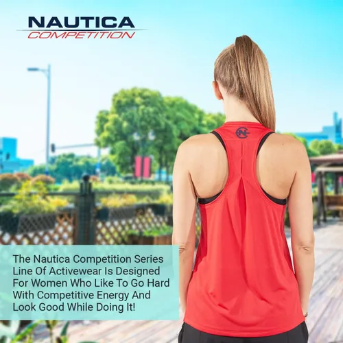 Vista 6 de Nautica Paquete de 3 camisetas sin mangas de entrenamiento para mujer, atléticas activas, gimnasio, entrenamiento, correr, ejercicio, yoga, tela