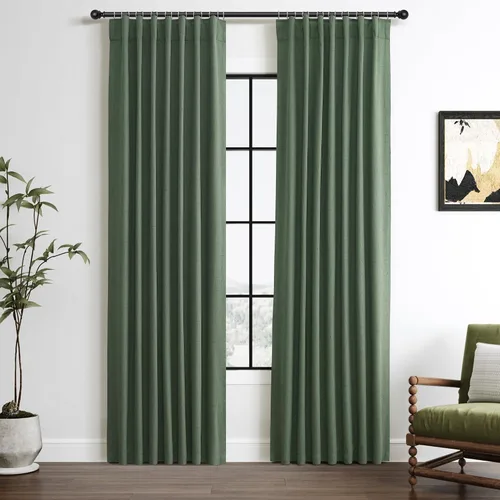 Vista 17 de Cortinas 100% opacas de 96 pulgadas de largo para sala de estar, dormitorio, verano, aislamiento térmico, lino sintético, cortinas opacas de techo a
