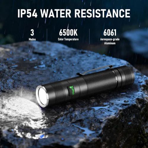 Vista 7 de ULTRAFIRE Linterna táctica y funda de 1200 lúmenes, 3 modos de luz flash recargable USB-C para EDC, camping y paseo de perros