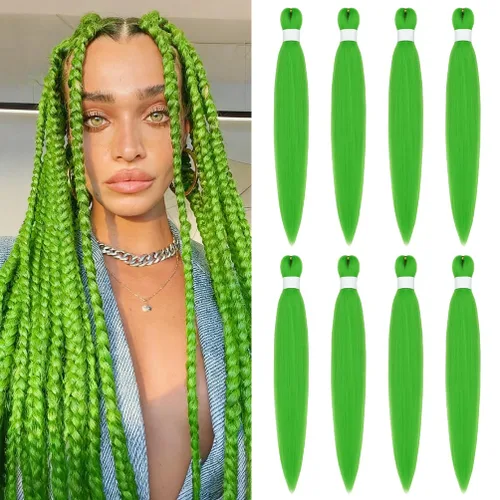 Vista 22 de 8 paquetes de extensiones preestiradas - 16 pulgadas de cabello trenzado premium, 55G/paquete, sin picazón, fijación en agua caliente, textura Perm