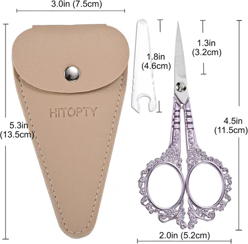 Vista 3 de Sewing Embroidery Scissors, 4.5’’ Sharp Crochet Shears with Cover All Purpose Tip Scissor, for Craft, Crochet, Cross Stitch, Needlework, Artwork