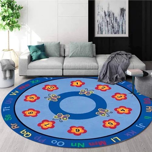 Vista 9 de Alfombra redonda para sala de juegos para niños, 3 pies, con letras coloridas del número ABC, alfombra de preescolar para guardería, aula, alfombra