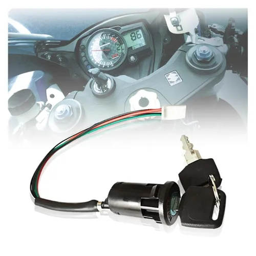 Vista 7 de Llave universal de interruptor de encendido de motocicleta con cable para compatible con accesorios de scooter ATV Moto