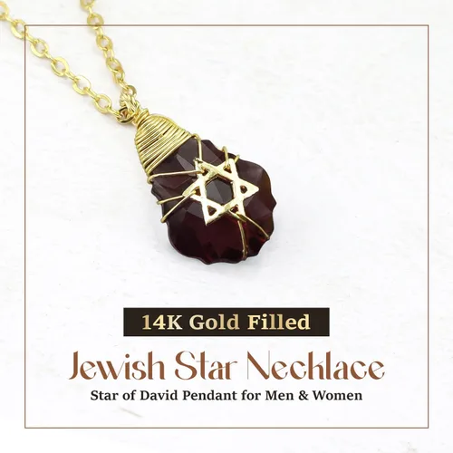 Vista 50 de Collar de estrella de David para mujeres y hombres, collar de estrella judía relleno de oro de 14 quilates, collar de Israel