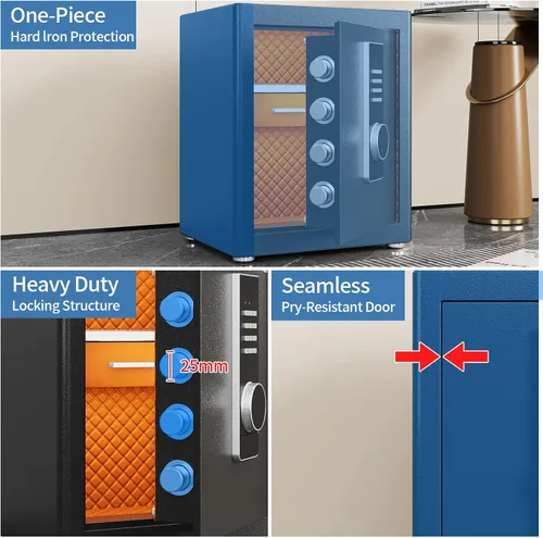 Vista 3 de Caja fuerte, seguridad para el hogar de 2.0 pies cúbicos con bolsa impermeable ignífuga, caja fuerte con teclado electrónico digital, caja fuerte
