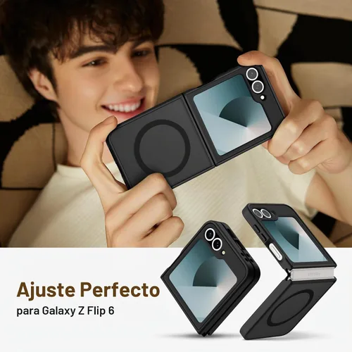 Vista 7 de ORETECH Magnético para Samsung Galaxy Z Flip 6 con 2 protectores de Negro