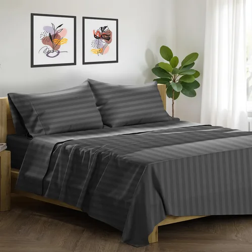 Vista 12 de XOOX Linen Juego de 4 fundas de almohada de algodón egipcio, tamaño Queen, fundas de almohada de lujo de 1500 hilos de alto tamaño estándar