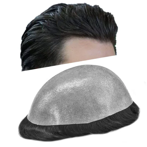 Vista 34 de PU Toupee para hombres pieza de pelo real sistema de reemplazo de cabello humano para hombres Toupee pieza de pelo para hombres piel polivinílica