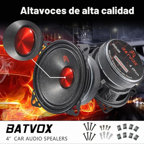 Vista 2 de MX40P1 Altavoz de Rango Medio de 4 Pulgadas 120 Vatios 4 Ohmios Tapa Antipolvo Roja, Altavoces de Audio de Calidad Premium para Puerta de Automóvil