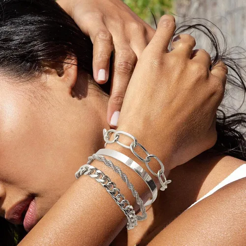 Vista 166 de Long tiantian Pulsera de oro gruesa para mujer, pulseras de oro delicadas, pulseras para mujer, pulseras apilables de eslabones de cadena