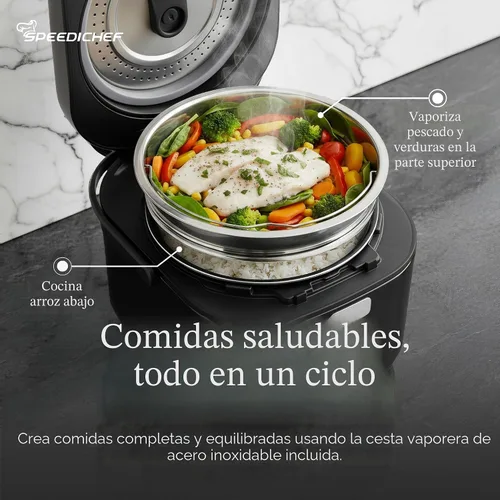 Vista 6 de Arrocera de 10 tazas con cesta de vapor, arrocera inteligente con olla interior antiadherente fácil de limpiar, temporizador de retraso y ajustes