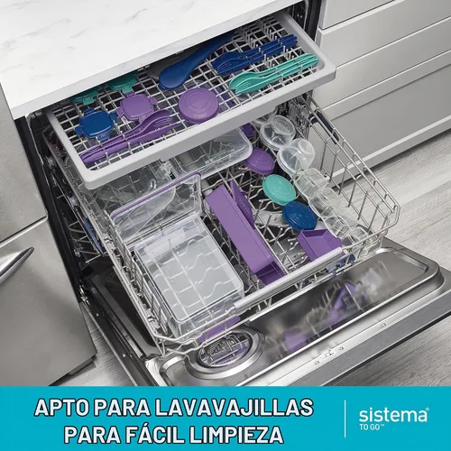 Vista 4 de Sistema To Go Collection Bento Box Cube - Contenedor de plástico para almuerzo y almacenamiento de alimentos, 5.3 tazas, múltiples compartimentos
