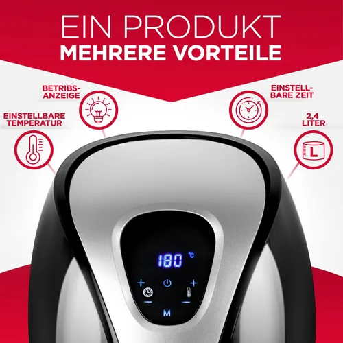 Vista 3 de alpina Hot air fryer, fryer, roasting, frying, grilling, roasting and frying, up to 80% less fat, 2-4 people, 2.4 liters, black