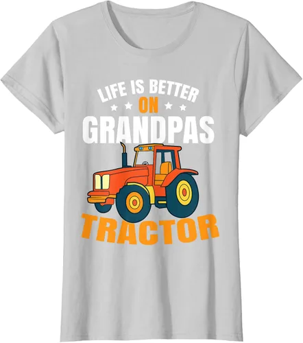 Vista 19 de Life Is Better On Grandpas Tractor Kids Farm Tractor Boy Camiseta, Negro