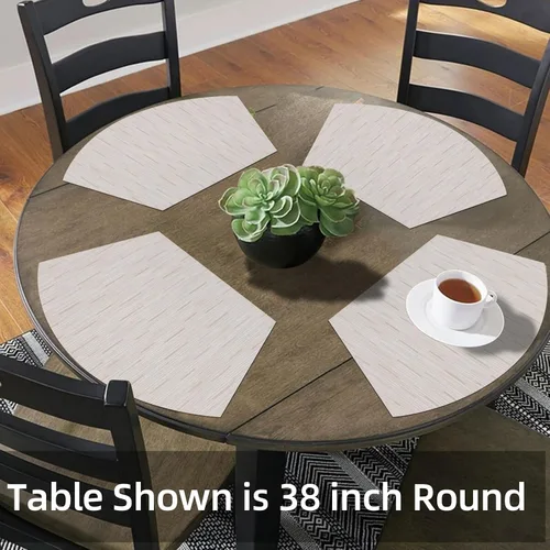 Vista 9 de SHACOS Juego de 5 manteles individuales pequeños en forma de cuña con centro de mesa, resistentes al calor, lavables (5, beige)