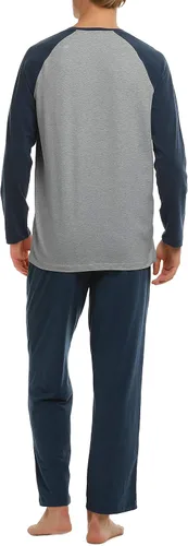Vista 3 de Pijama de manga raglán de algodón para hombre, parte superior e inferior de la pijama, juego para sala de estar