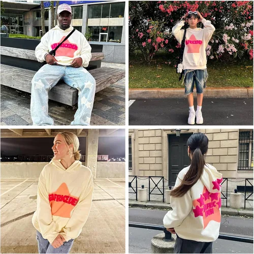 Vista 4 de Aelfric Eden Men's Vintage Oversized Star Graphic Print Hoodie Streetwear Zip-Up Hoodies Sweatshirt Casual Hooded