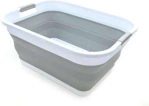 Vista 10 de SAMMART Cesta de lavandería de plástico plegable de 41L (10.8 galones) - Contenedor/organizador de almacenamiento plegable emergente - Tina