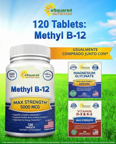 Vista 8 de Vitamina B12 - Suplemento de 5000 MCG con metilcobalamina (metil B-12) - 120