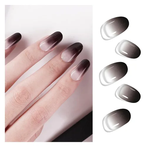 Vista 13 de DANNI & TONI Tiras de uñas de gel semicuradas, color rosa champán, ojos de gato, 28 calcomanías de regalo para mujer Aqua Ripple