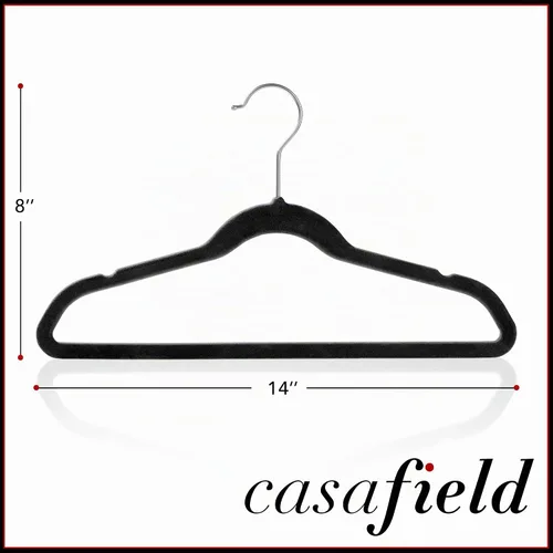 Vista 5 de Casafield 50 perchas de terciopelo para niños, tamaño de 14 pulgadas, color negro