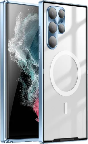 Vista 11 de Funda de aluminio para Samsung Galaxy S23/S24/S22 S25 Ultra / S22/Plus, soporte magnético de aluminio con carga inalámbrica, compatible con Magsafe