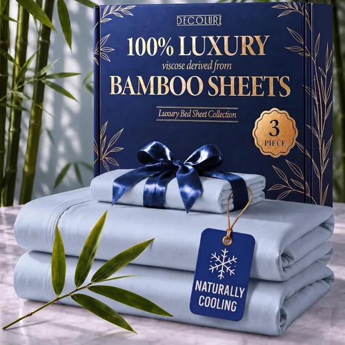 Vista 25 de DECOLURE Sábanas 100% Viscosa Derivada de Bambú Tamaño Individual - Sábanas de Lujo de 3 Piezas Naturalmente Refrescantes, Juego de Cama Ultra Suave