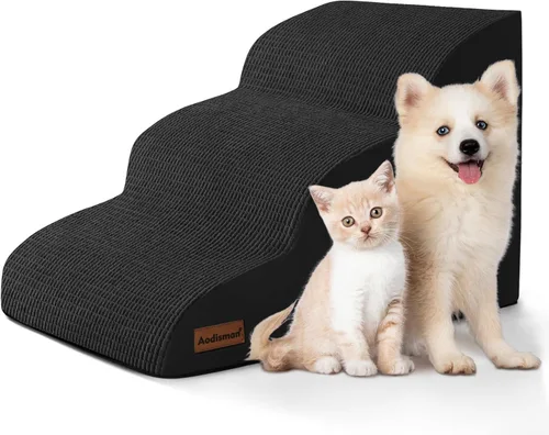 Vista 9 de Aodisman Escaleras para perros y gatos pequeños,Rampa para mascotas de 3 Beige