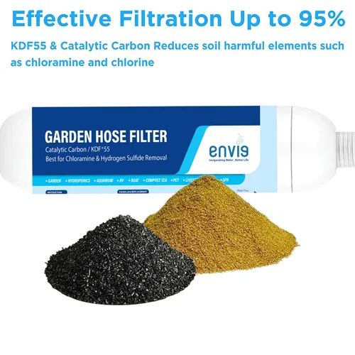 Vista 2 de Envig El filtro de manguera de jardín en línea KDF de carbono catalítico elimina cloramina, cloro, compuestos orgánicos volátiles y productos