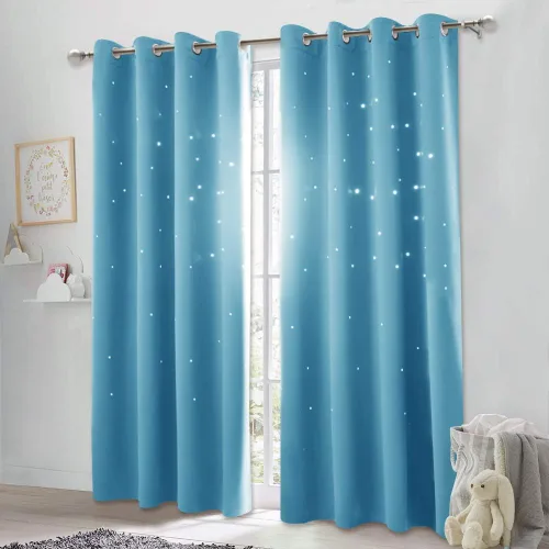 Vista 55 de NICETOWN - Cortinas de oscurecimiento de habitación con estrellas en rosa bebé, de 45 pulgadas de largo para dormitorio de niñas, cortinas