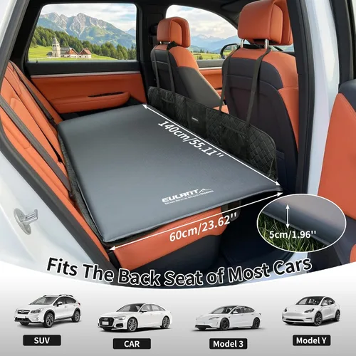 Vista 2 de Colchón de aire para asiento de Reat, almohadilla de camping autoinflable con bomba de aire Asiento trasero gris neutro