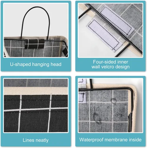 Vista 2 de Surblue Bolsa de almacenamiento para colgar en la pared con gancho adhesivo, almacenamiento colgante de armario para bolsillo, bolsa organizadora