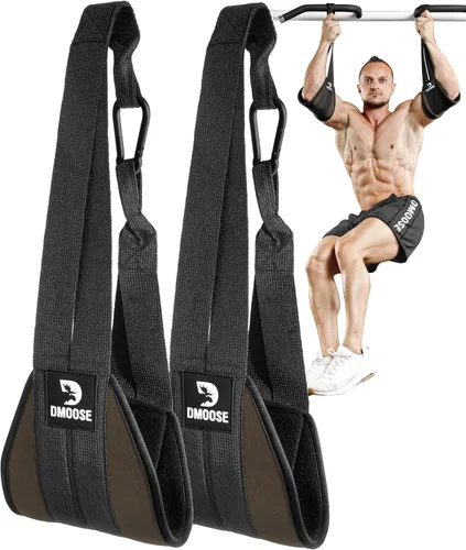 Vista 16 de DMoose Fitness Correas colgantes para abdominales para barra de dominadas y entrenamiento de fuerza central, correas de ejercicio acolchadas suaves