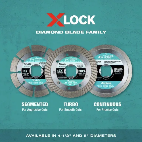 Vista 7 de Makita E-12647 X-Lock 4-1/2" Diamond Blade Paquete variado para corte de mampostería, 3/pc