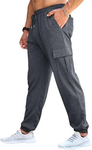 Vista 7 de CTU Pantalones deportivos de entrenamiento de moda para hombre, ligeros, holgados, casuales, con parte inferior abierta